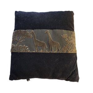 Vintage Bess Velvety Throw Pillow With Giraffe Design